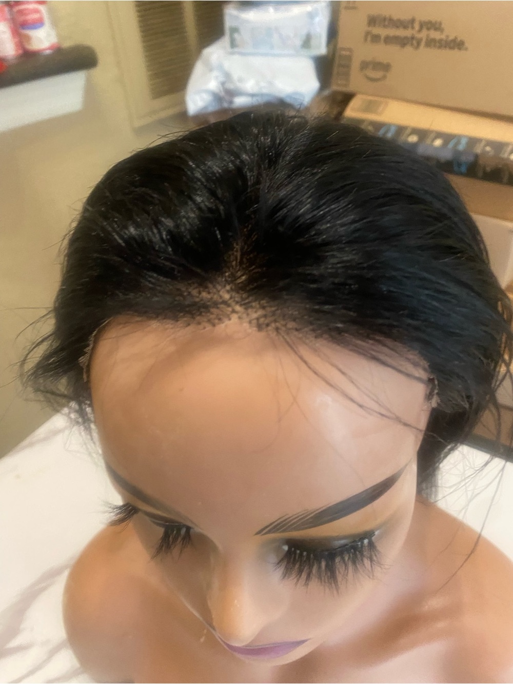 Black Lace Front Human Hair Wig - Natural Hairline